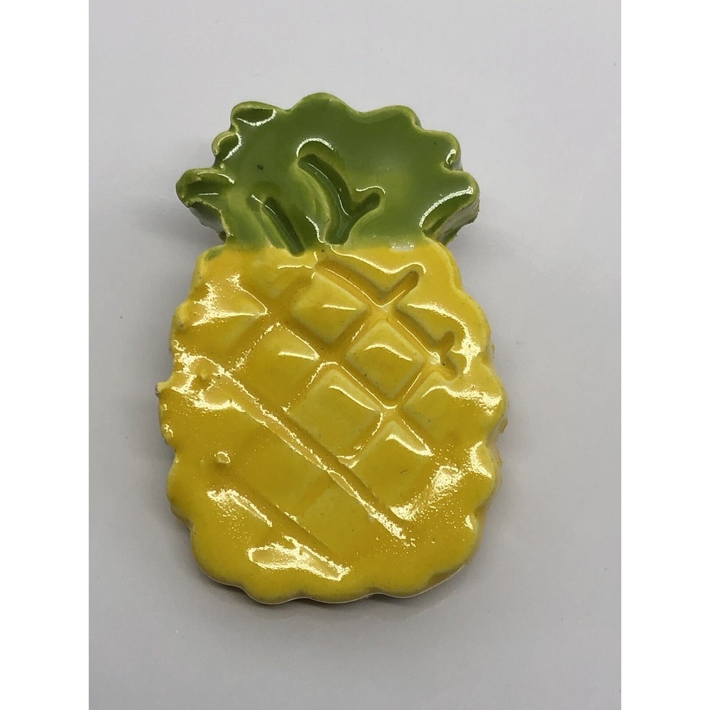 Handmade Pineapple Brooch Lapel Pin Painted Clay Adorable Pineapple Jewelry Pin